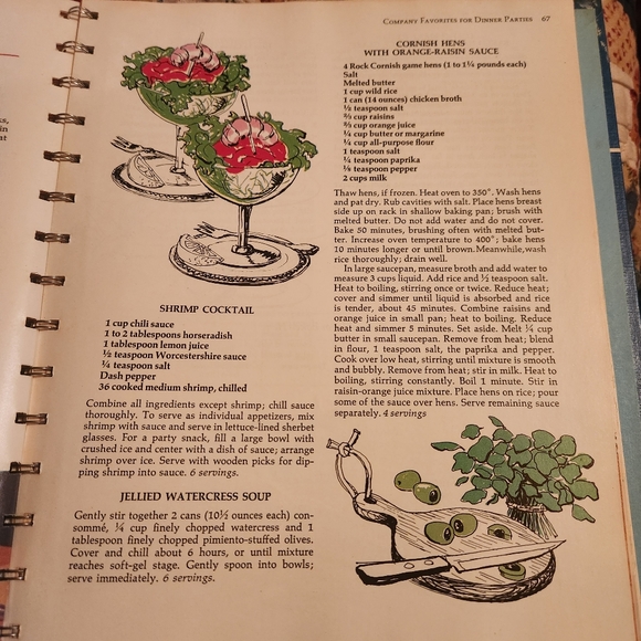 Vintage Spiral Bound Illustrated Betty Crocker's Hostess Cookbook 7th printing - Picture 8 of 10